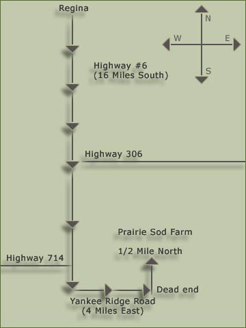 Prairie Sod Farm Map South of Regina